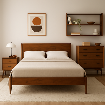 mid century yatak odası